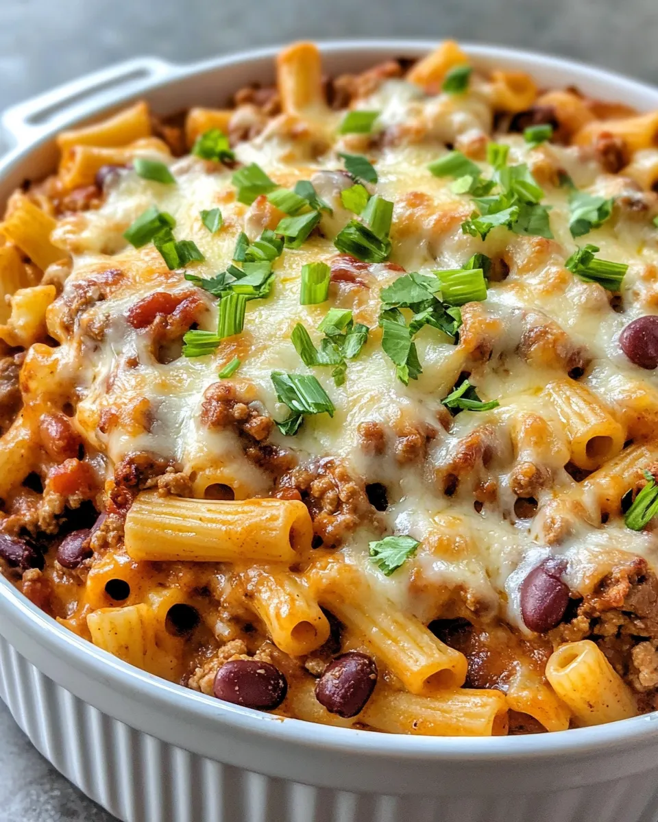 Quick Chili Mac and Cheese Bake food shot