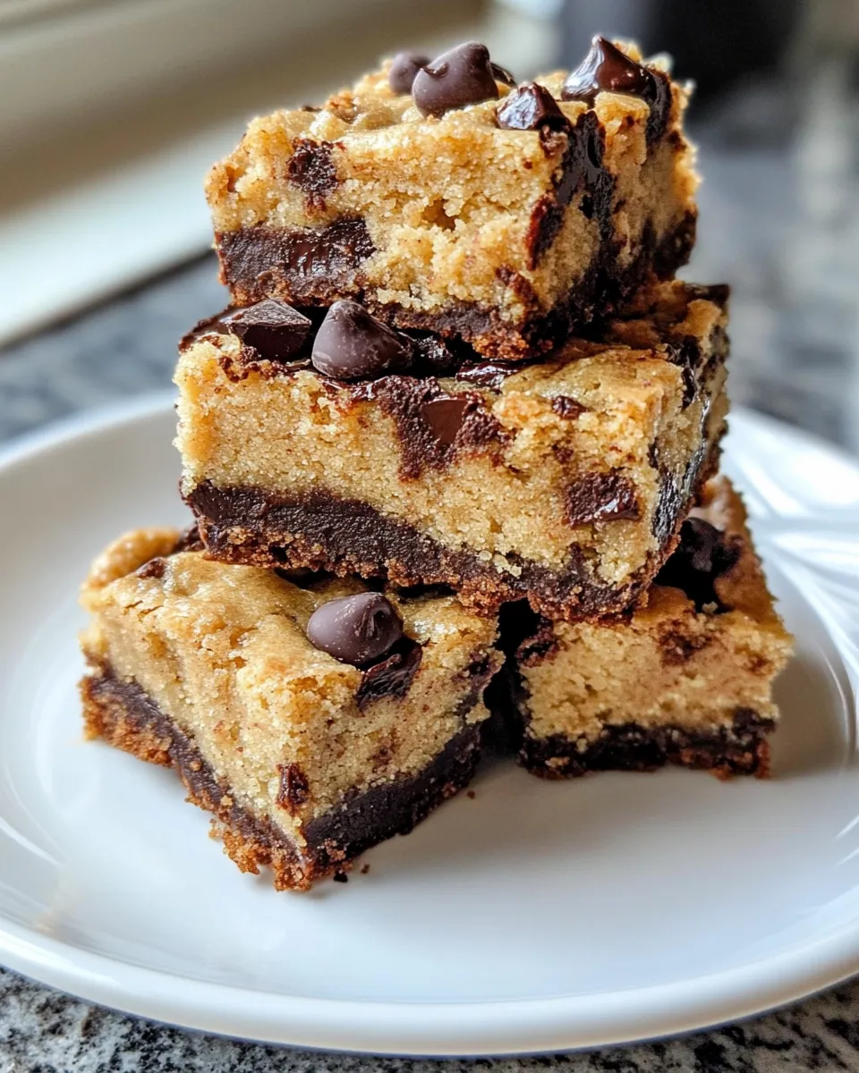 Delicious Chocolate Chip Cookie Fudge Squares food shot