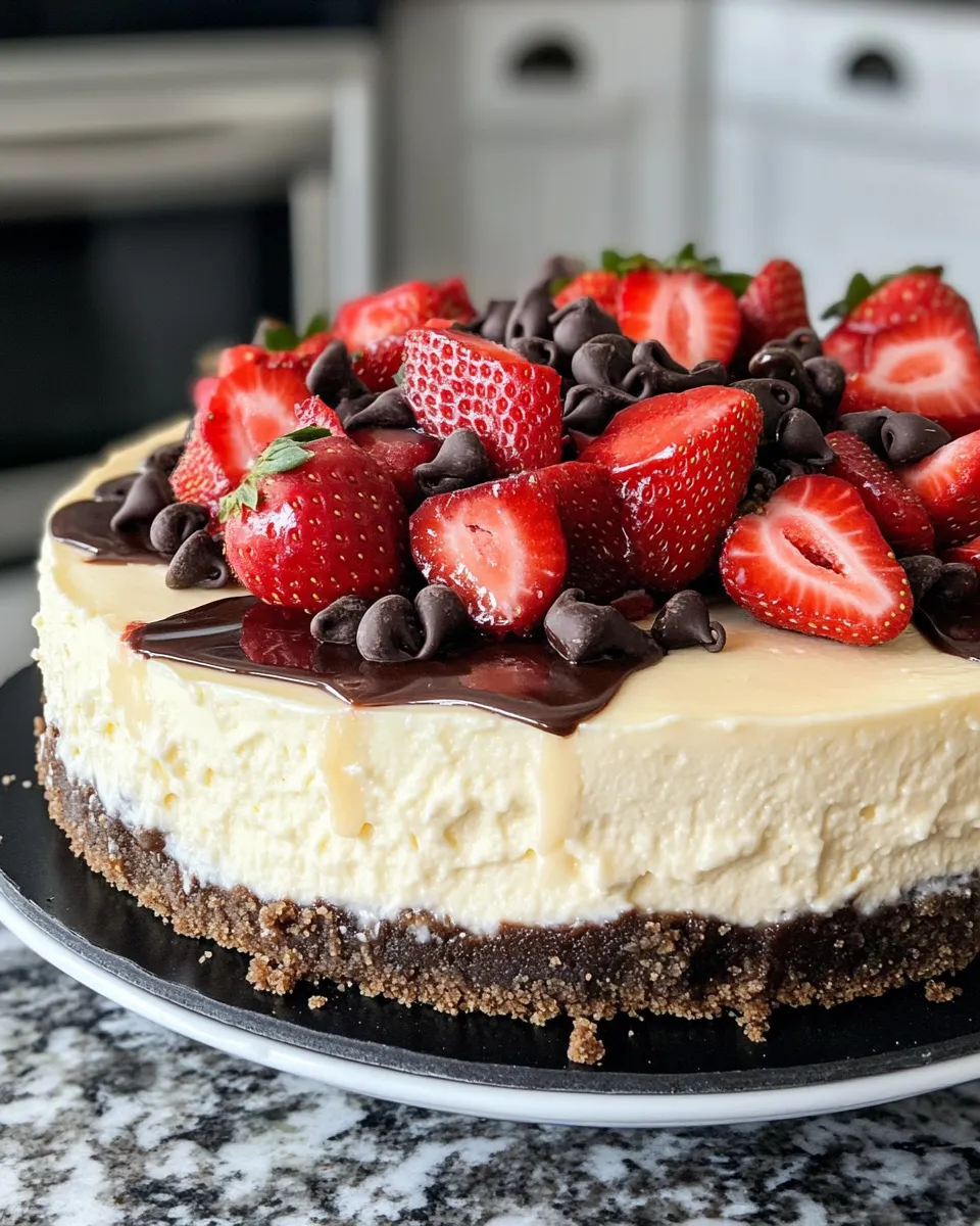 Classic Chocolate Covered Strawberry Cheesecake image