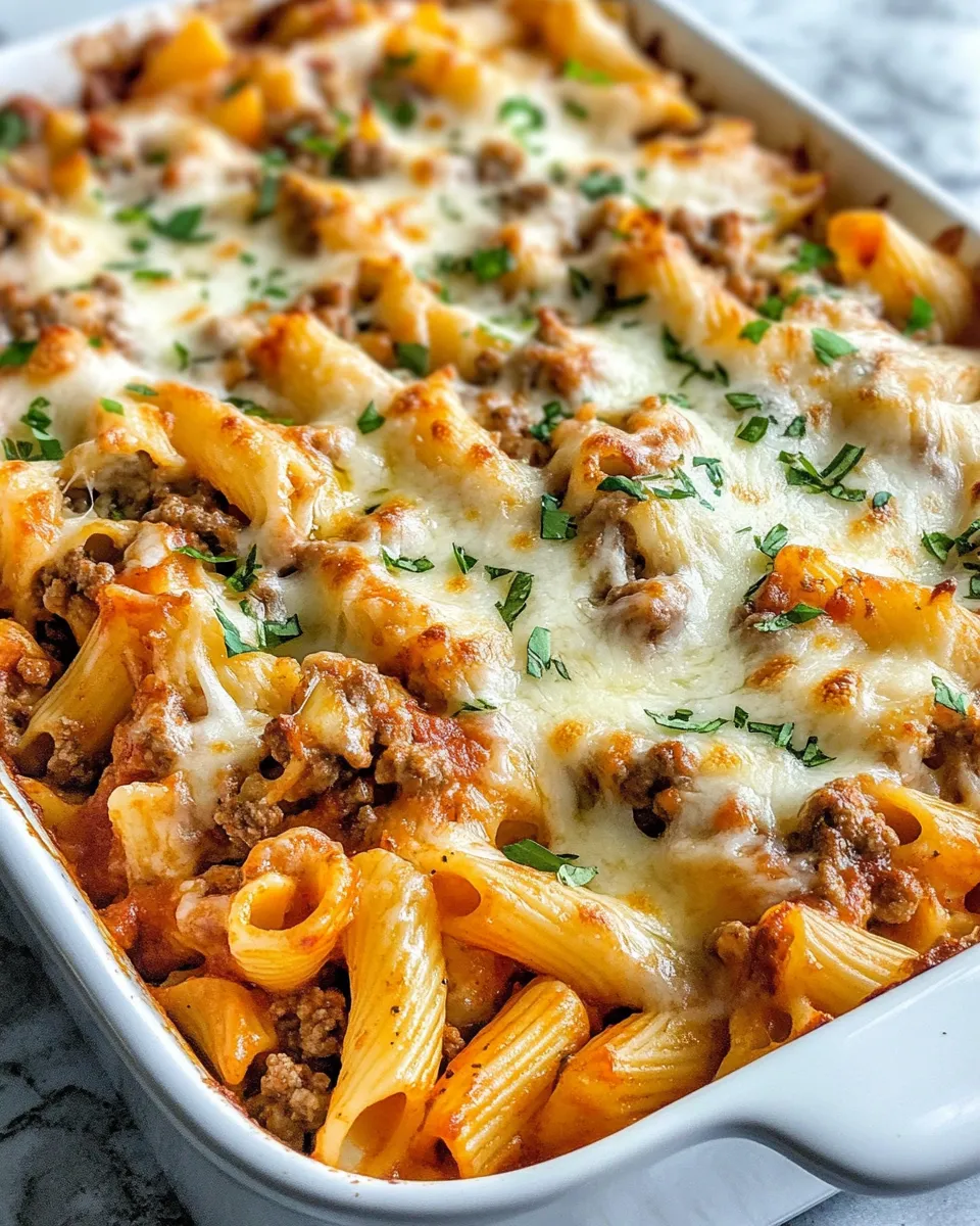 Classic Creamy Beef & Tomato Pasta Bake dish photo