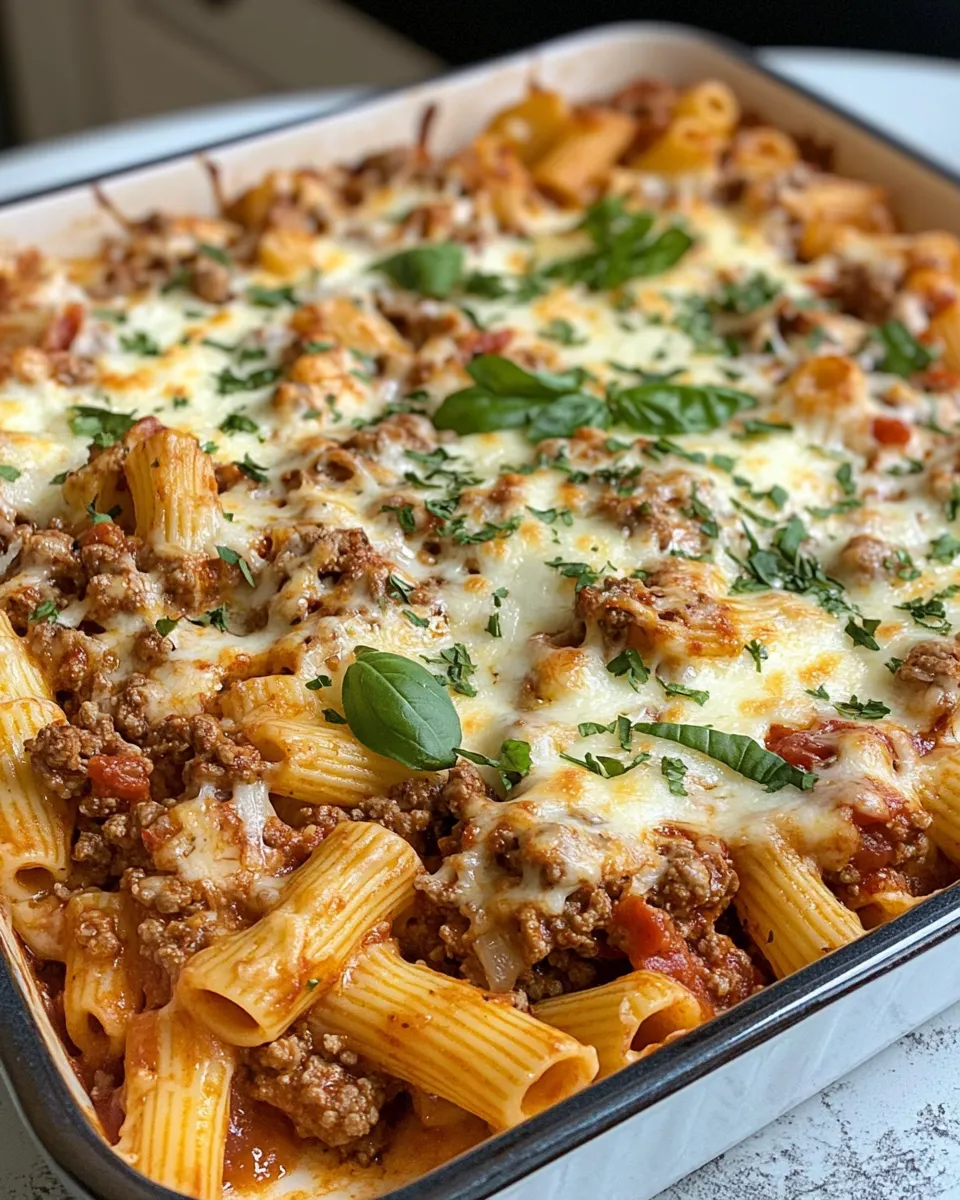 Delicious Creamy Beef & Tomato Pasta Bake plate image
