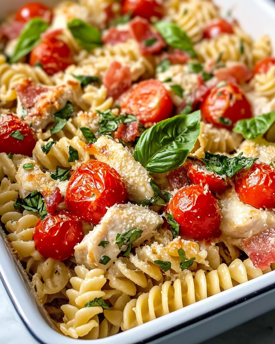 Homemade Creamy Bruschetta Chicken Pasta Bake photo