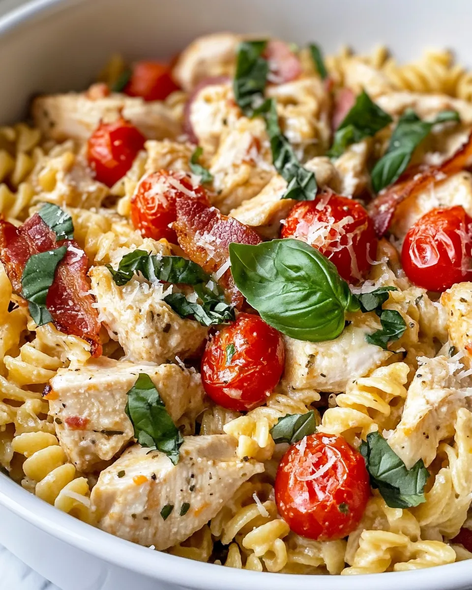 Easy Creamy Bruschetta Chicken Pasta Bake recipe photo