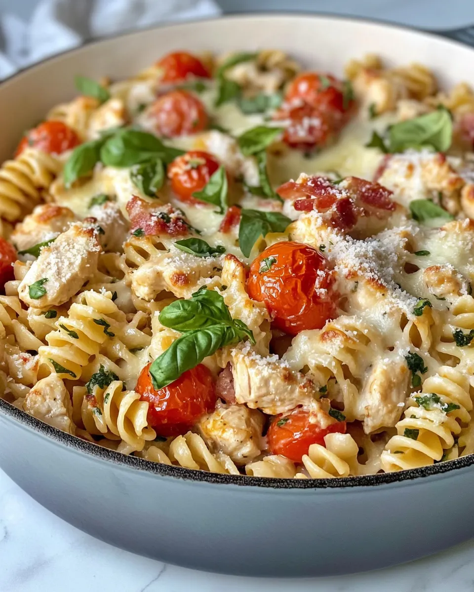 Delicious Creamy Bruschetta Chicken Pasta Bake dish photo