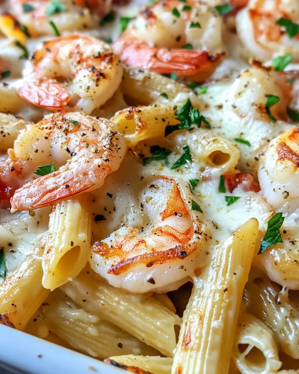 Delicious Creamy Cajun Shrimp Pasta Bake plate image