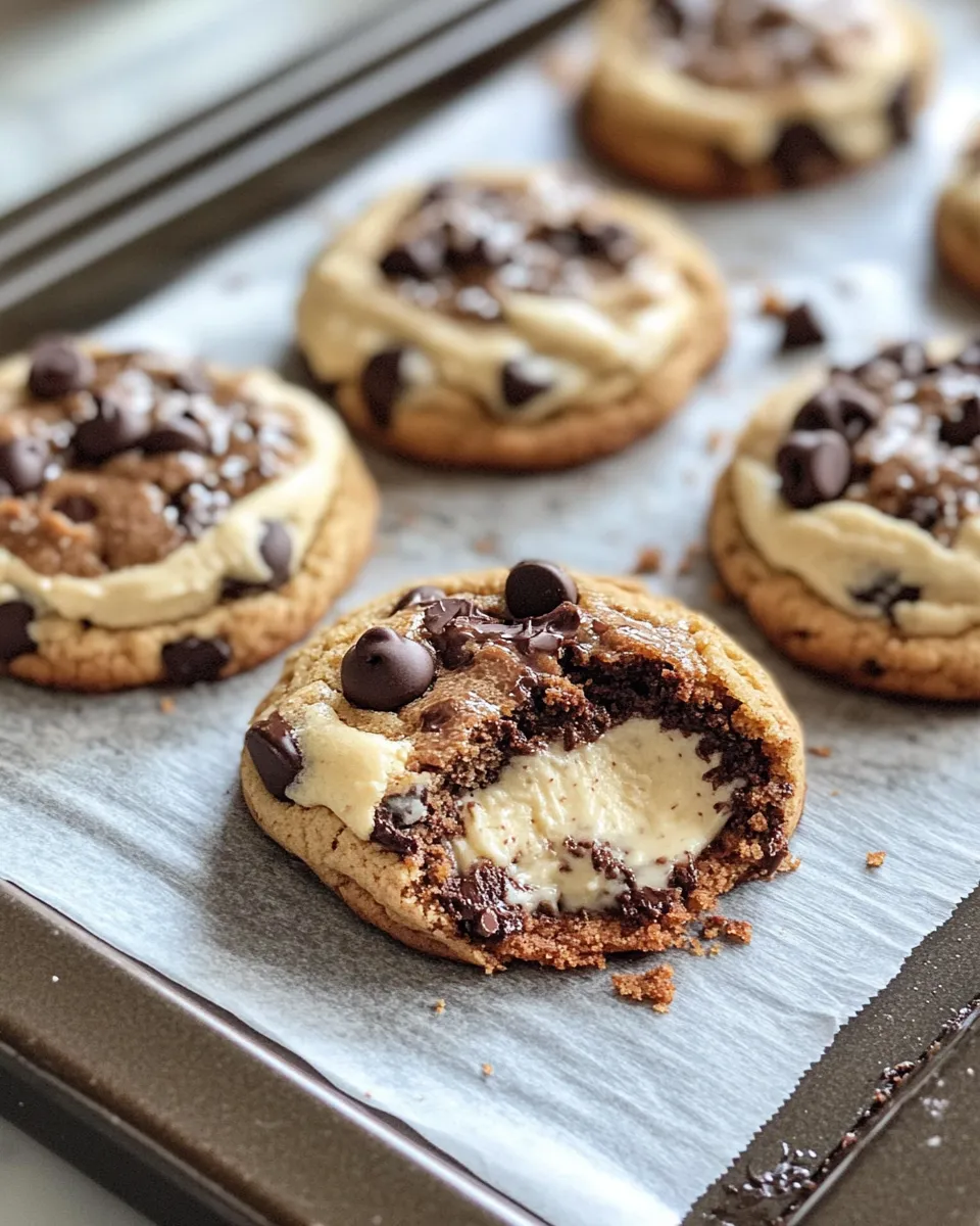 Delicious Creamy Cheesecake Stuffed Chocolate Chip Cookies Recipe dish photo