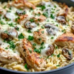 Homemade Creamy Chicken Mushroom Orzo Bake recipe photo