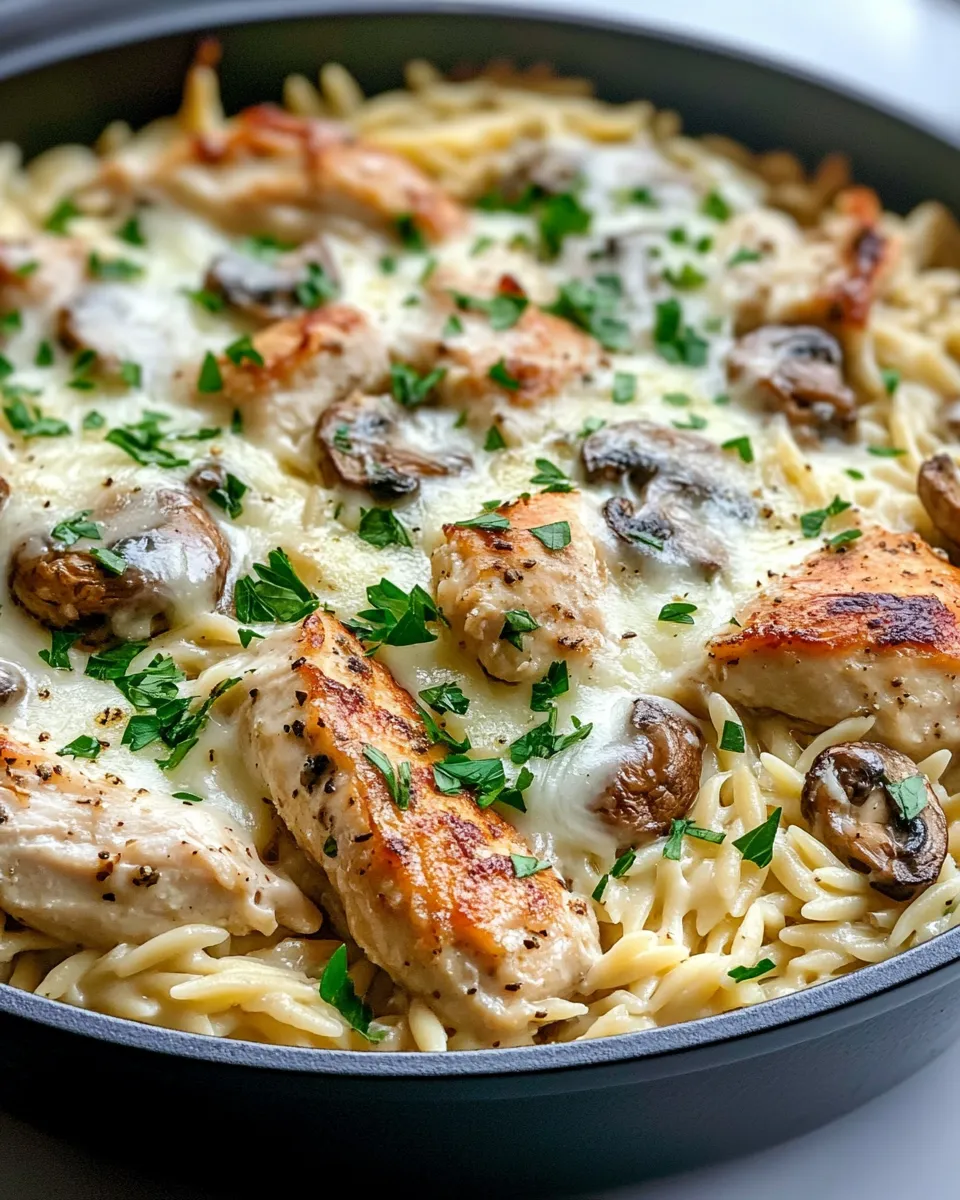 Homemade Creamy Chicken Mushroom Orzo Bake recipe photo