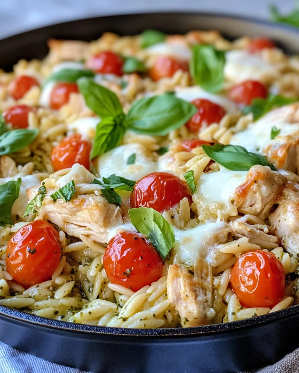 Homemade Creamy Chicken Pesto Orzo Bake recipe photo