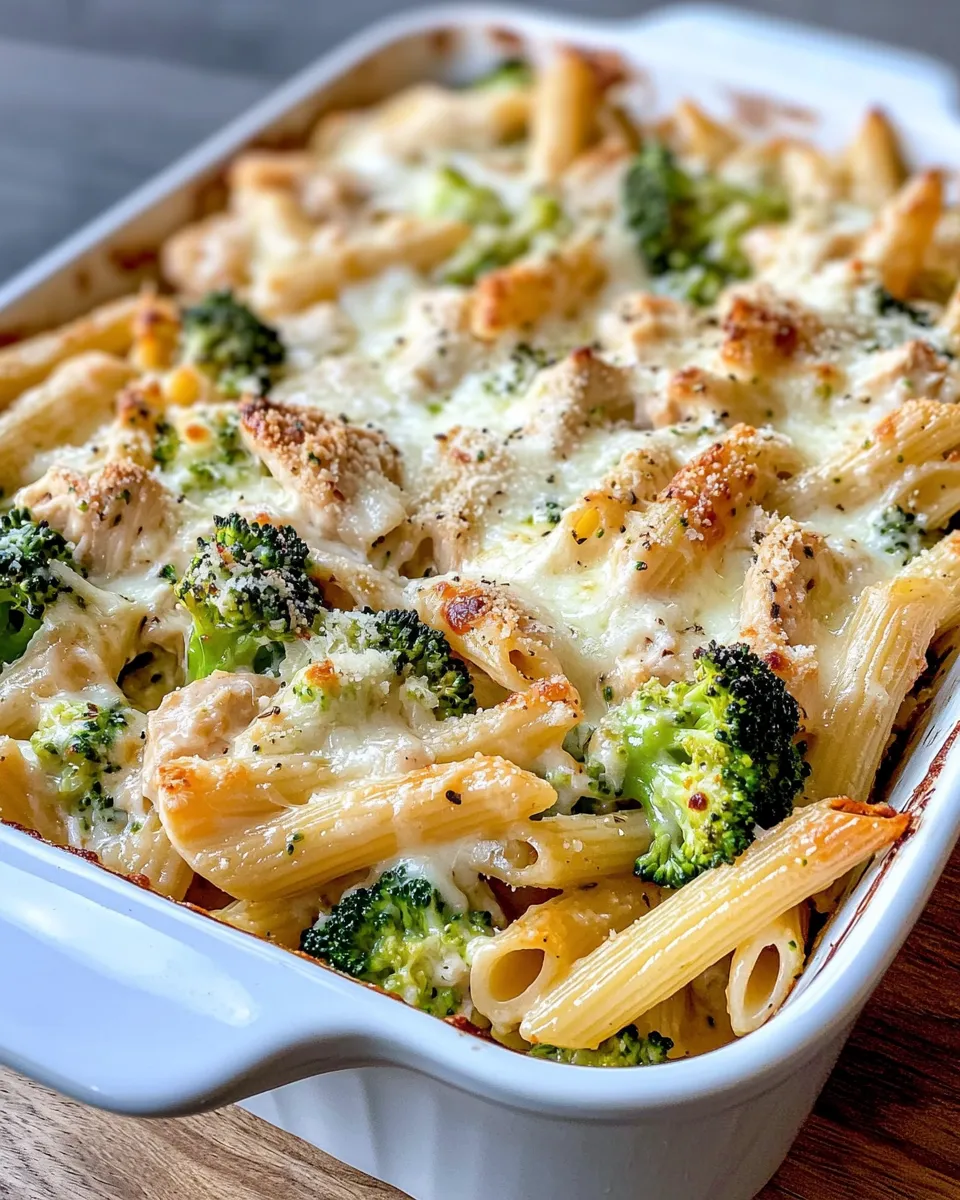 Easy Creamy Chicken & Broccoli Pasta Bake food shot
