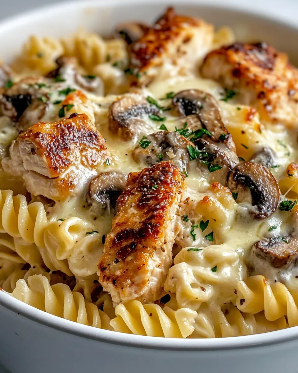 Homemade Creamy Chicken & Mushroom Alfredo Bake recipe photo
