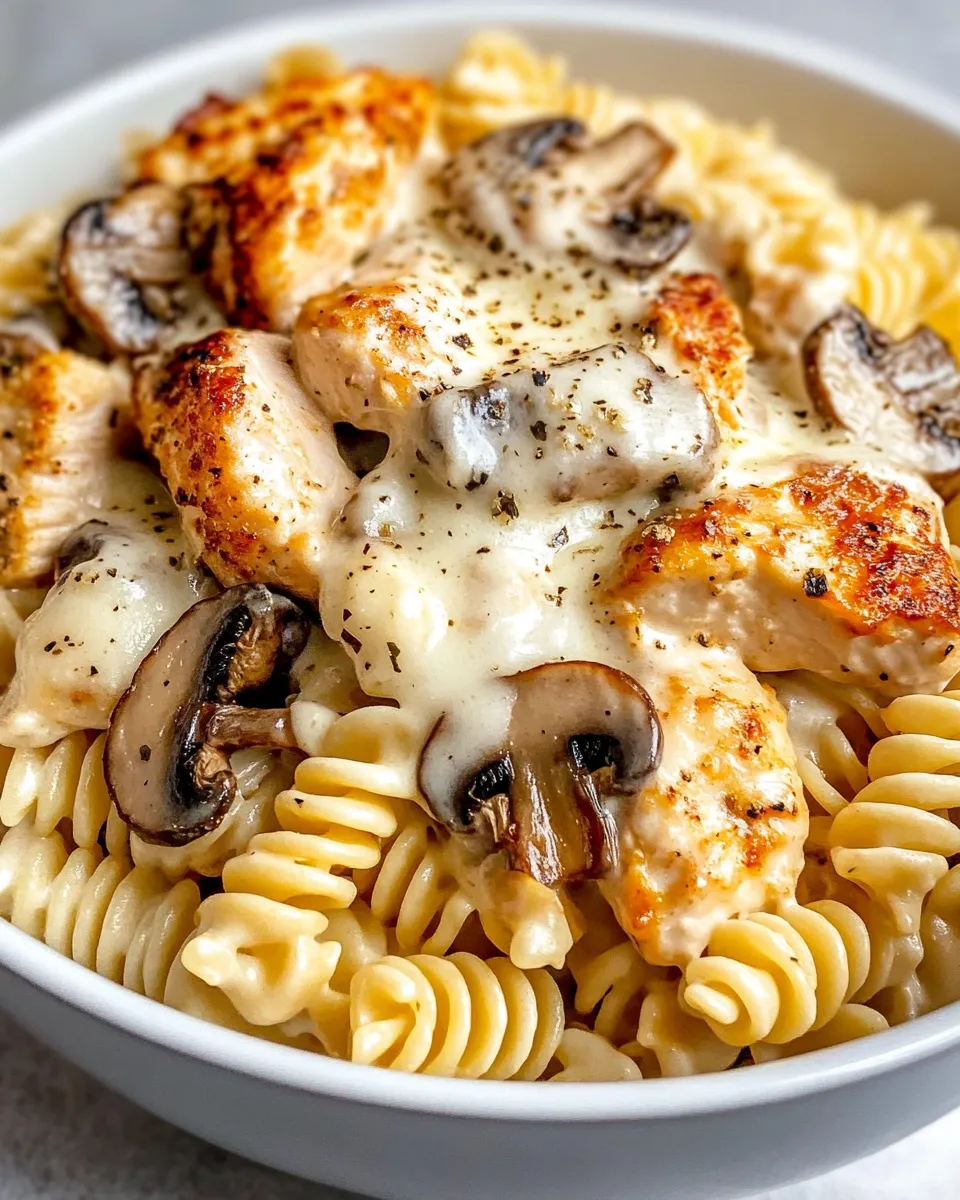 Classic Creamy Chicken & Mushroom Alfredo Bake dish photo