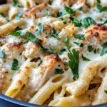 Homemade Creamy Garlic Chicken Penne Bake photo