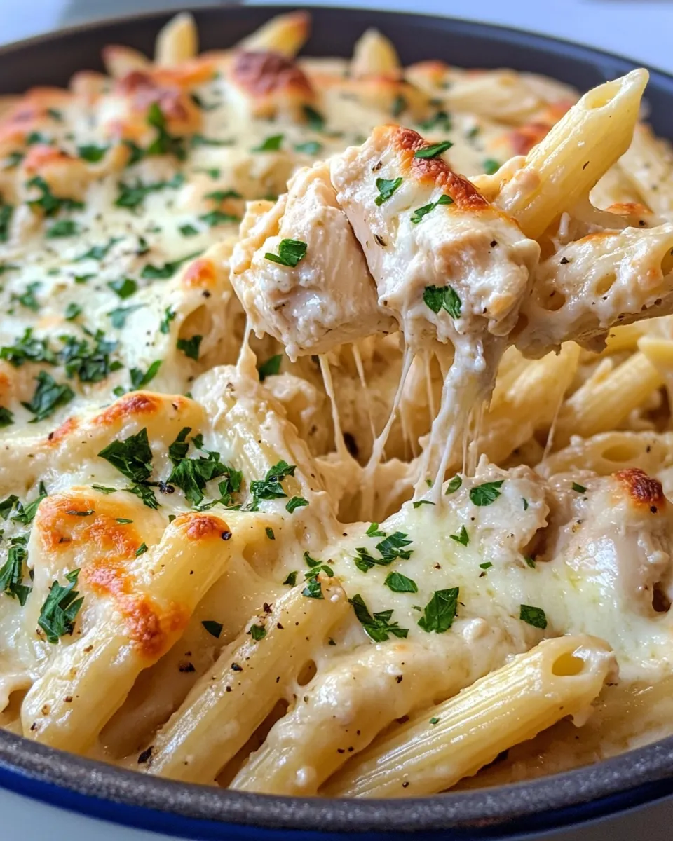 Easy Creamy Garlic Chicken Penne Bake recipe photo