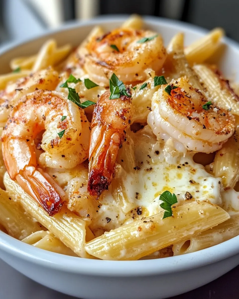 Classic Creamy Garlic Shrimp Pasta Bake image