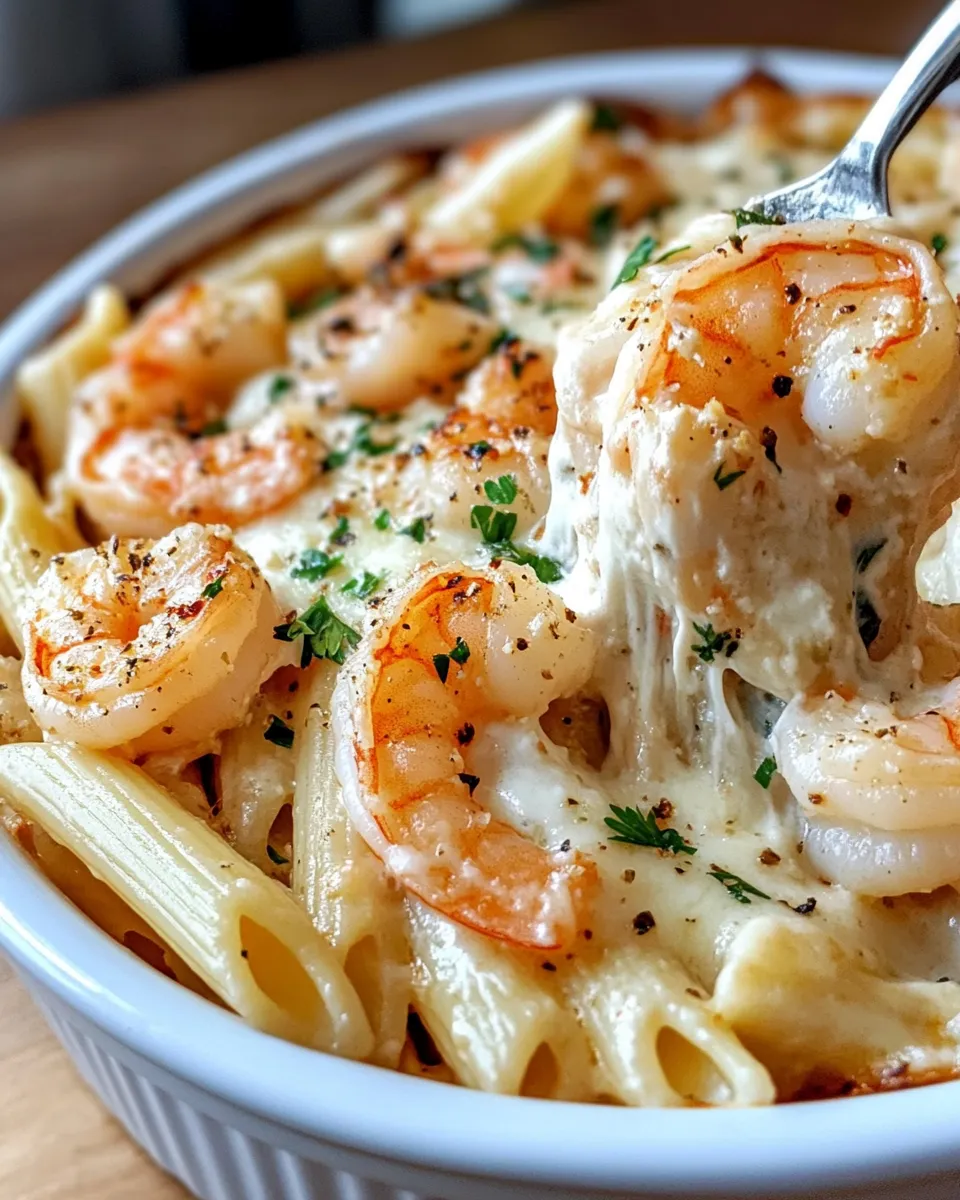 Easy Creamy Garlic Shrimp Pasta Bake recipe photo