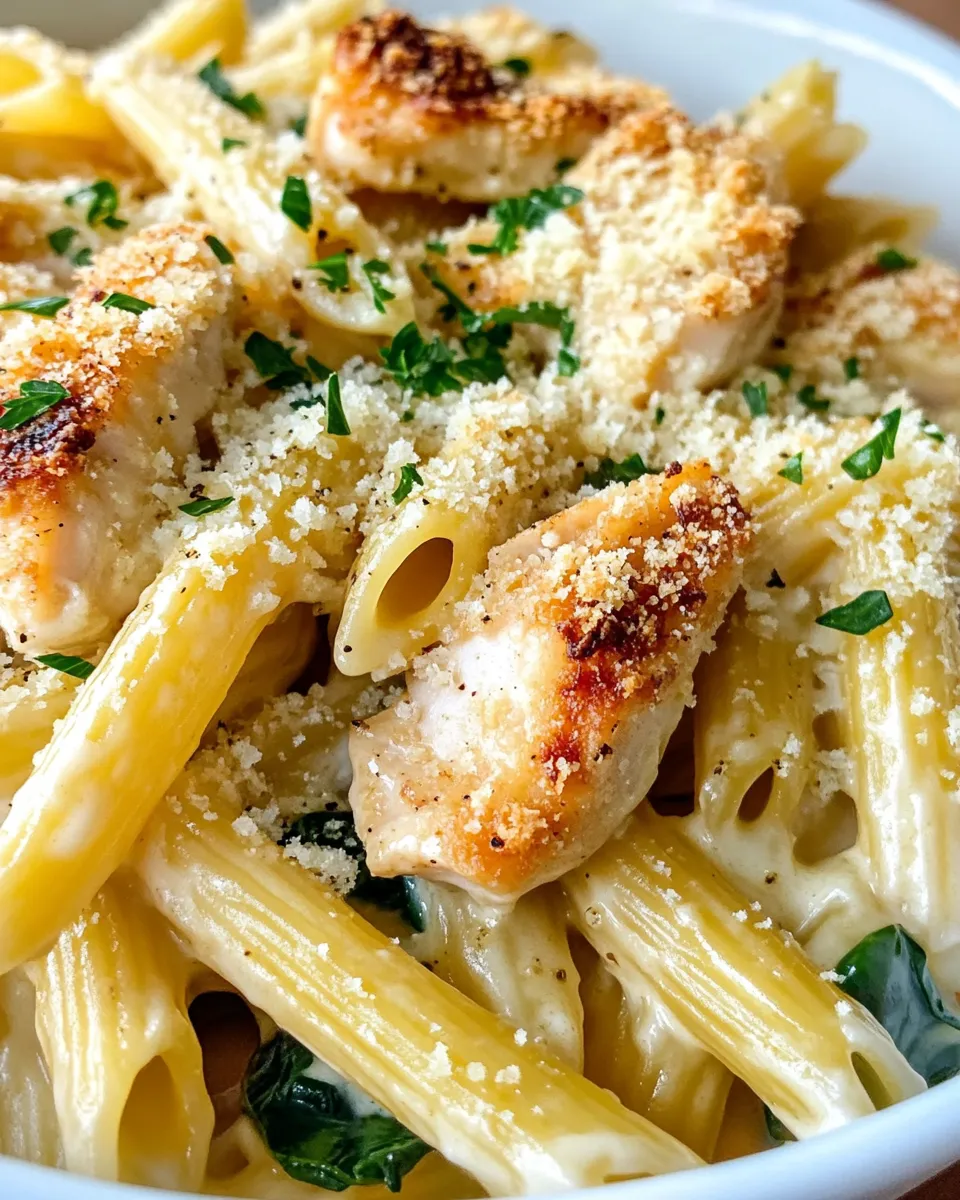 Easy Creamy Lemon Chicken Penne Bake food shot