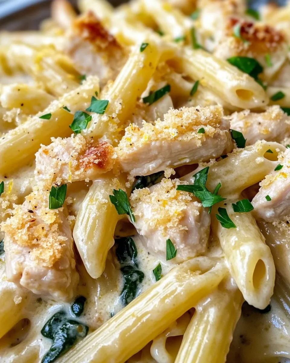 Delicious Creamy Lemon Chicken Penne Bake image