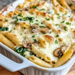 Homemade Creamy Mushroom Spinach Penne Casserole photo