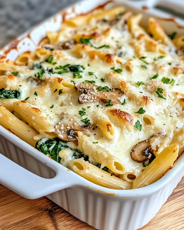 Homemade Creamy Mushroom Spinach Penne Casserole photo