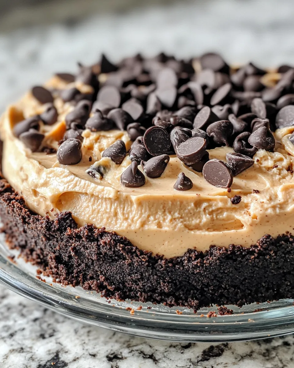 Easy Creamy Peanut Butter Pie with Chocolate Crust food shot