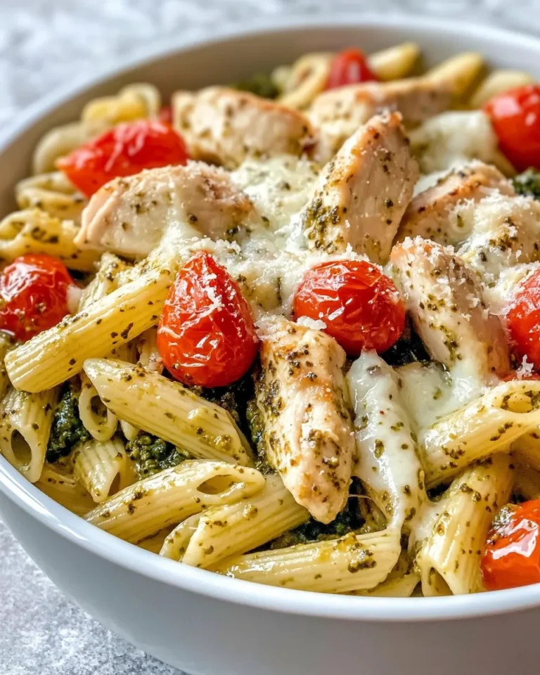 Homemade Creamy Pesto Chicken Pasta Bake photo