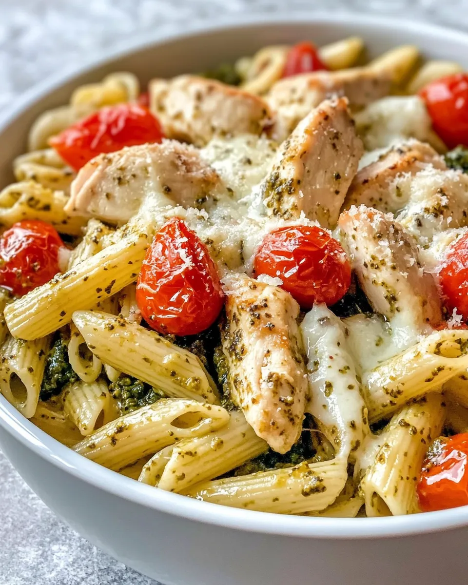 Homemade Creamy Pesto Chicken Pasta Bake photo