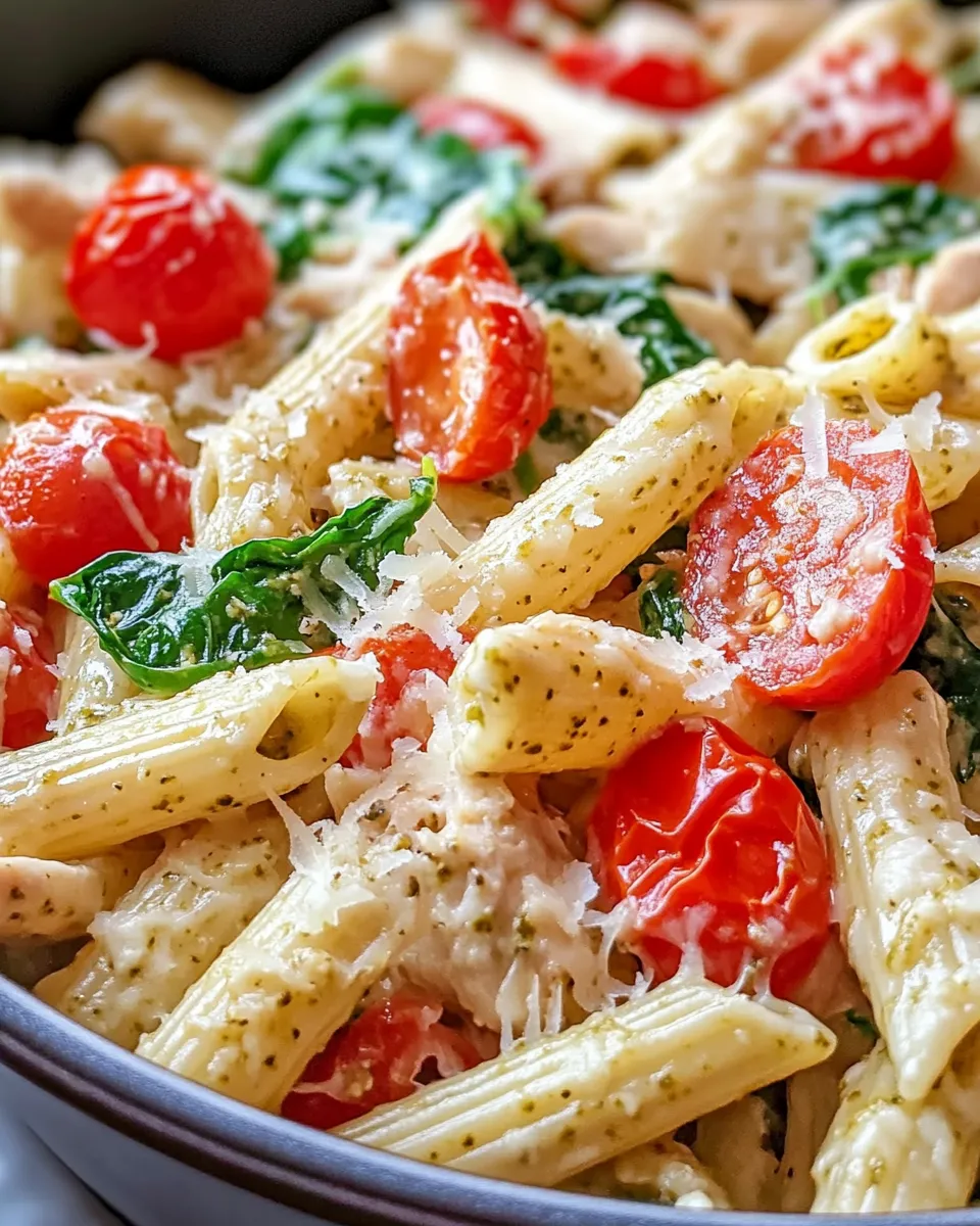 Classic Creamy Pesto Chicken Pasta Bake recipe image