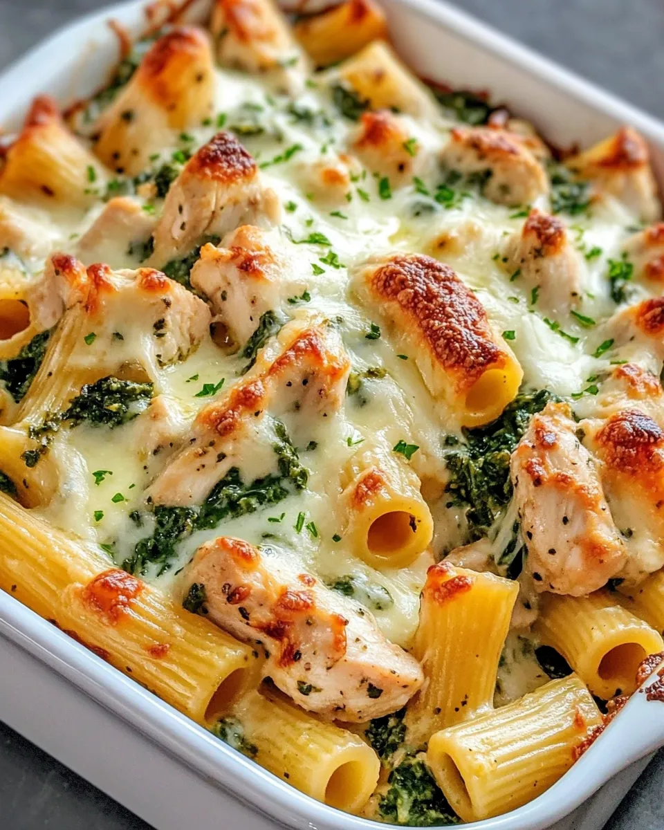 Homemade Creamy Pesto Chicken Rigatoni Casserole recipe photo