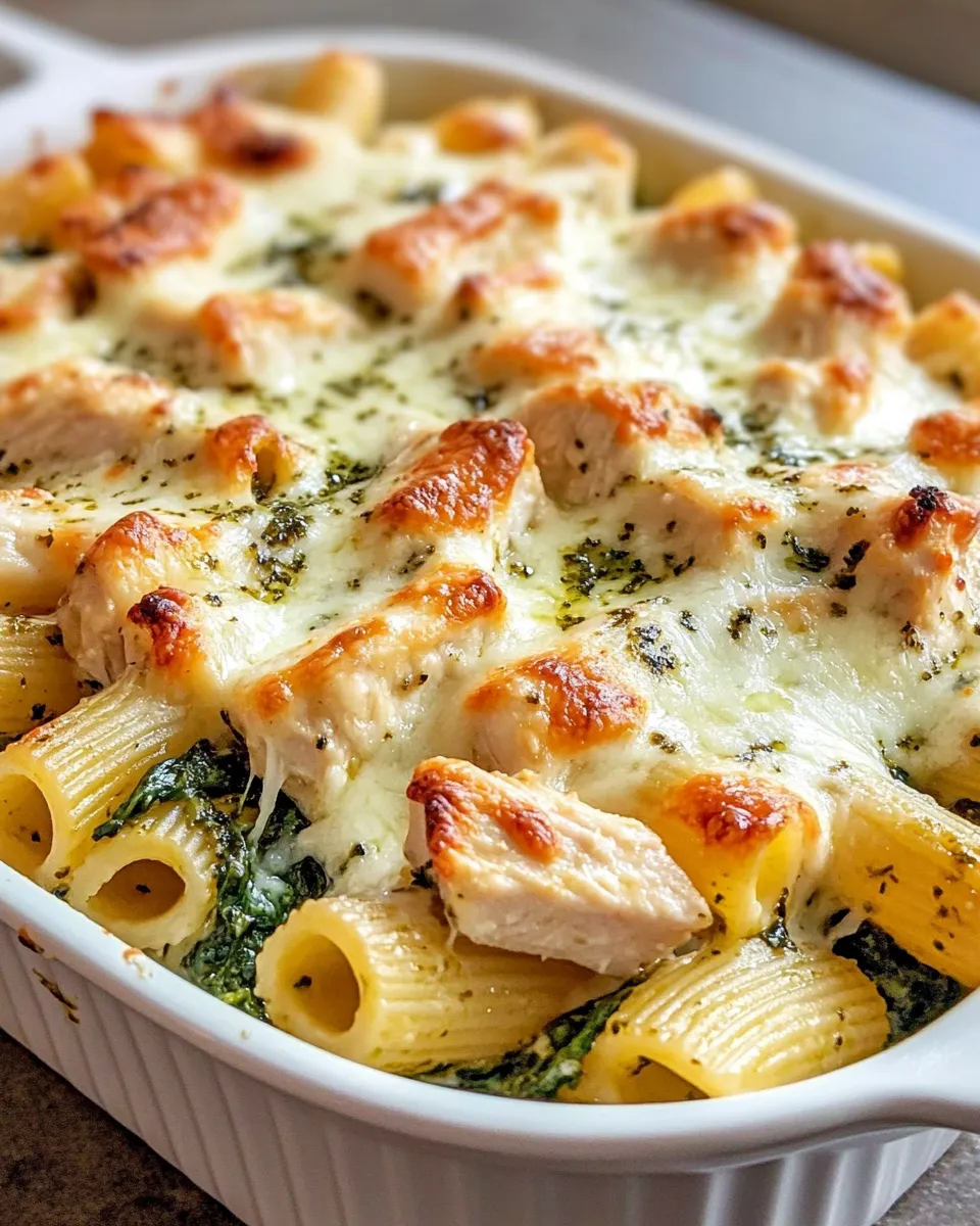 Delicious Creamy Pesto Chicken Rigatoni Casserole image