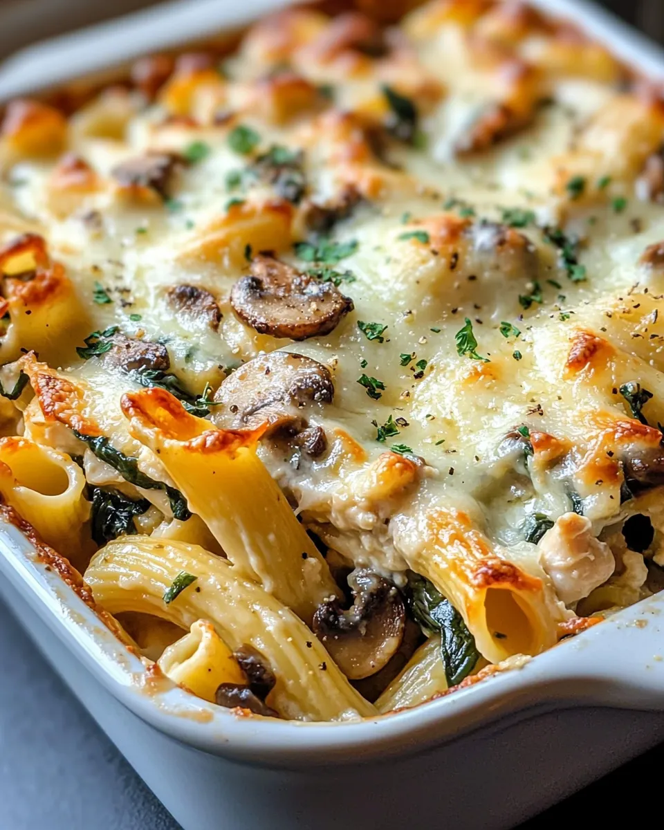 Delicious Creamy Spinach & Mushroom Pasta Casserole image
