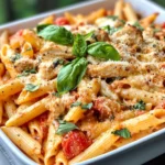 Homemade Creamy Tomato Basil Chicken Pasta Bake photo