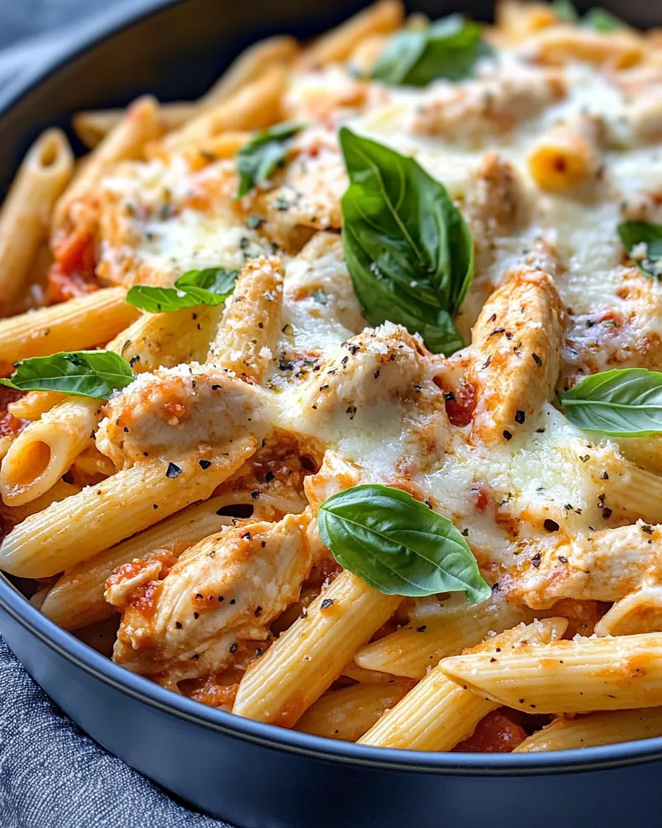 Classic Creamy Tomato Basil Chicken Pasta Bake image