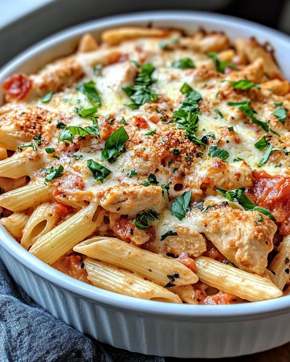 Easy Creamy Tomato Basil Chicken Pasta Bake recipe photo