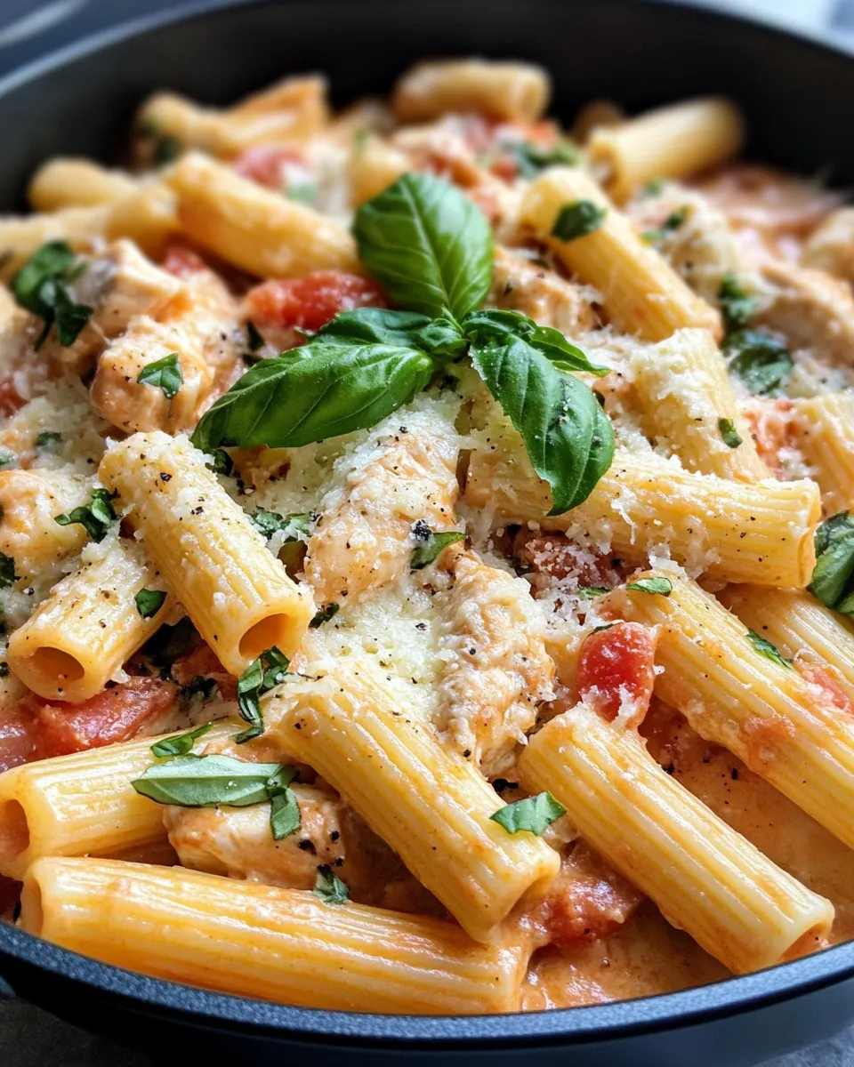 Classic Creamy Tomato Basil Chicken Rigatoni image
