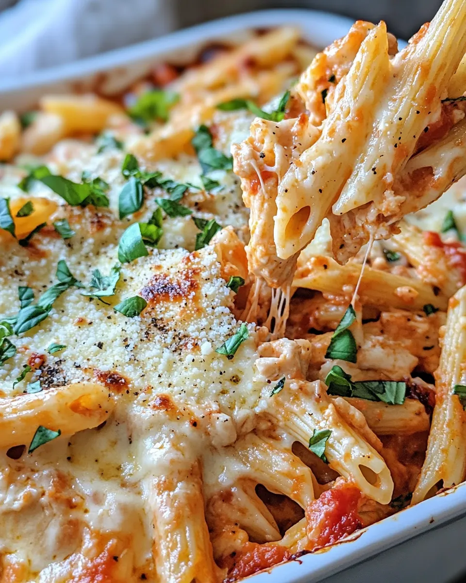 Easy Creamy Tomato Vodka Penne Bake food shot