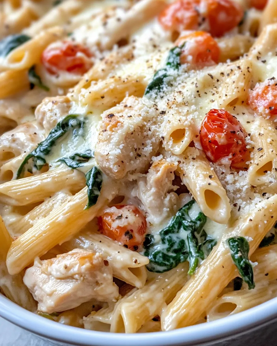 Delicious Creamy Tuscan Chicken Pasta Bake plate image