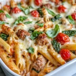 Homemade Creamy Tuscan Sausage Pasta Bake recipe photo