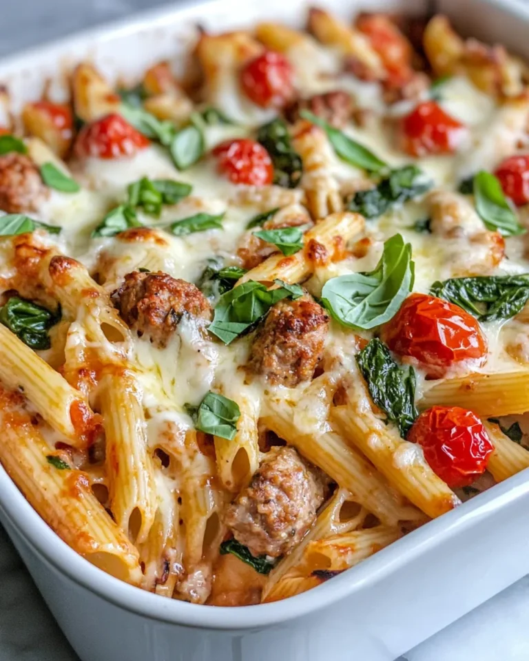 Homemade Creamy Tuscan Sausage Pasta Bake recipe photo