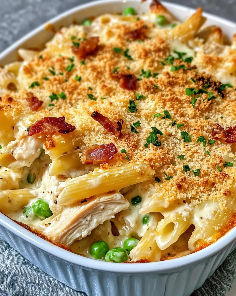 Easy Creamy White Cheddar Chicken Pasta Casserole recipe image
