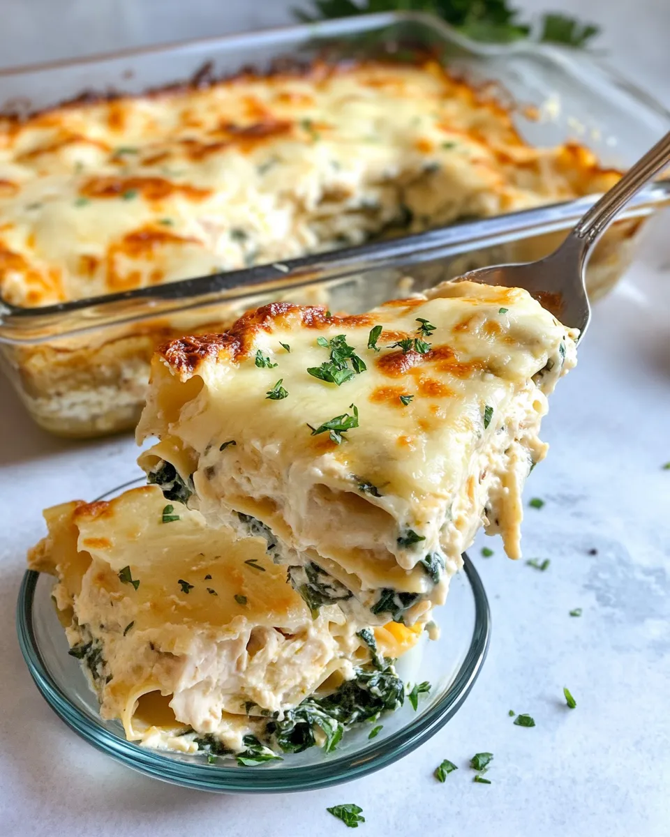 Easy Creamy White Chicken Lasagna Bake recipe photo