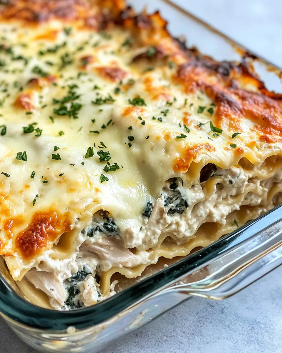 Delicious Creamy White Chicken Lasagna Bake dish photo