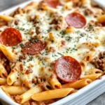 Homemade Deep-Dish Pepperoni Pizza Pasta photo