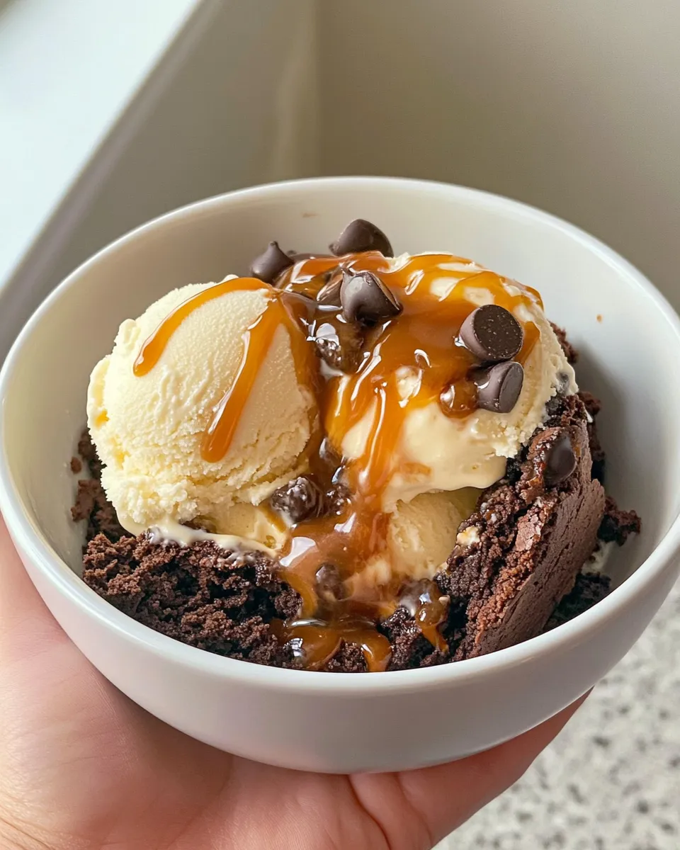 Homemade Espresso Caramel Brownie Sundaes photo