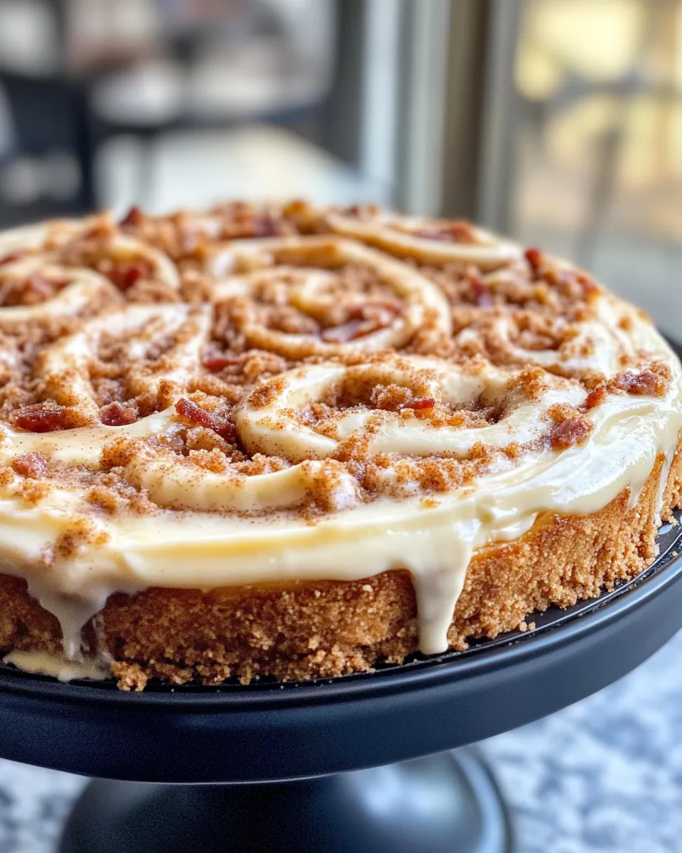 Delicious Fluffy & Creamy Cinnamon Roll Cheesecake food shot