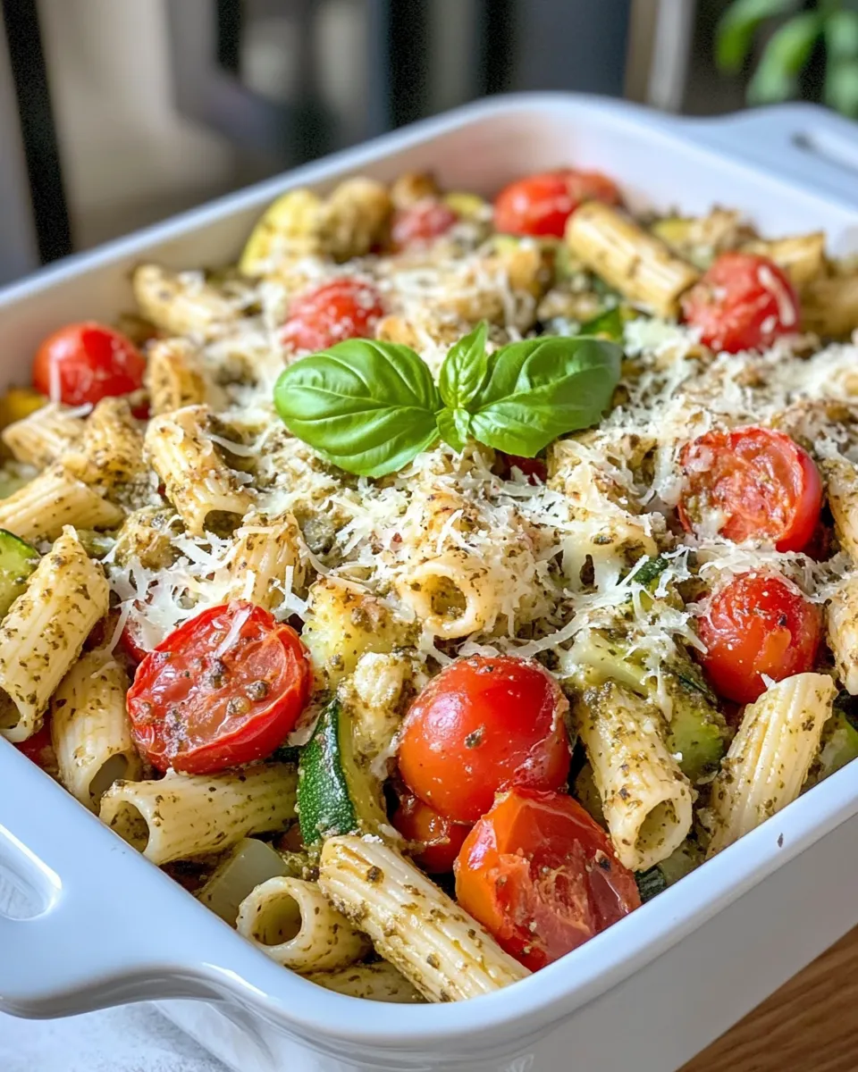 Classic Garden Veggie Pesto Pasta Bake dish photo
