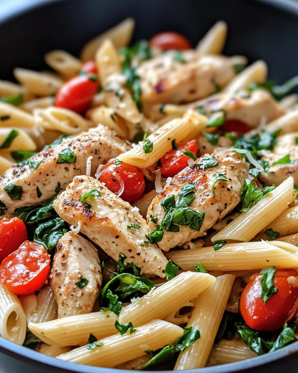 Easy Garlic Herb Chicken Penne Skillet recipe photo