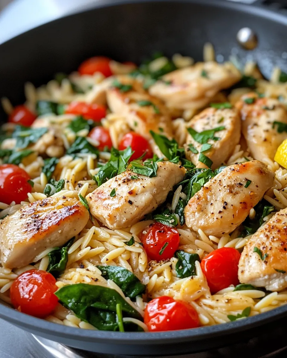 Classic Garlic Lemon Chicken Orzo Skillet picture