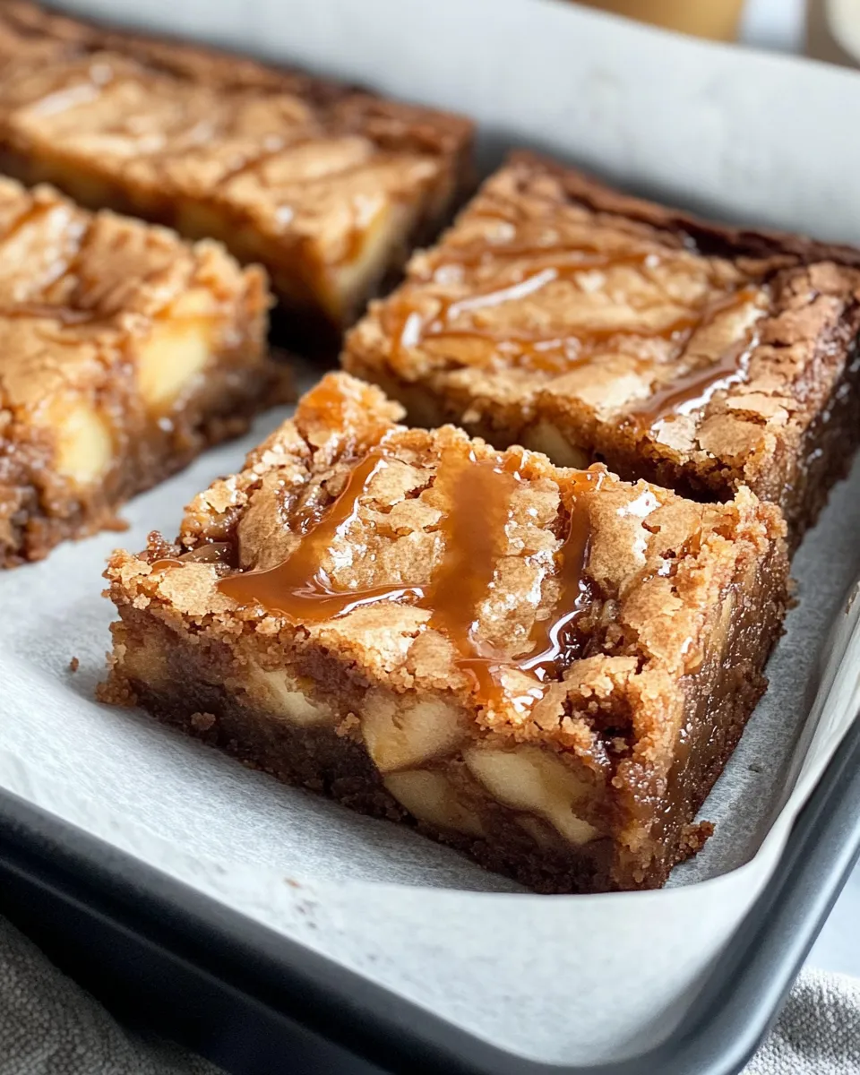 Classic Gooey Caramel Apple Blondies dish photo