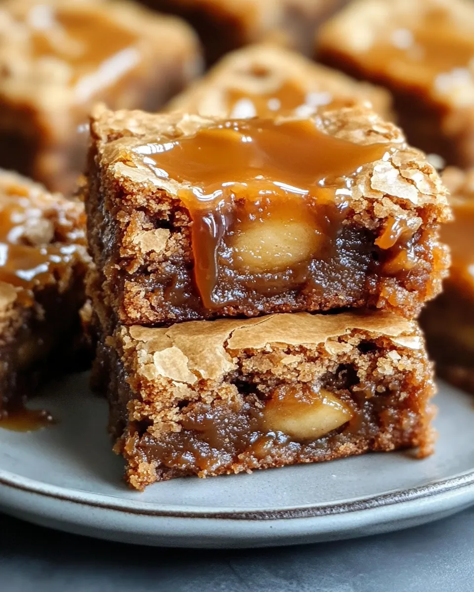 Easy Gooey Caramel Apple Blondies food shot